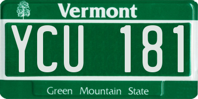 VT license plate YCU181