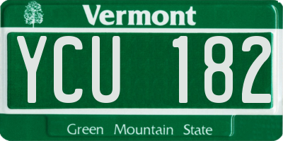 VT license plate YCU182