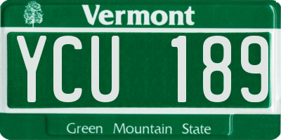 VT license plate YCU189