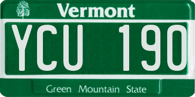 VT license plate YCU190
