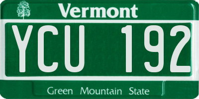VT license plate YCU192