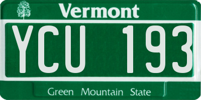 VT license plate YCU193