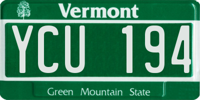 VT license plate YCU194