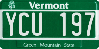 VT license plate YCU197