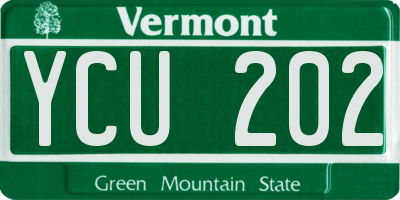VT license plate YCU202