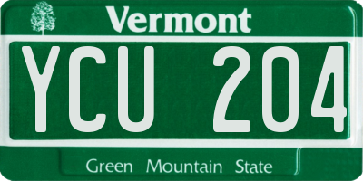 VT license plate YCU204