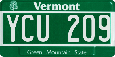 VT license plate YCU209