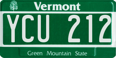 VT license plate YCU212