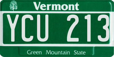 VT license plate YCU213