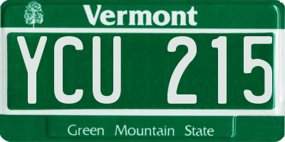 VT license plate YCU215