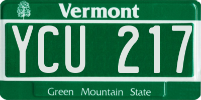 VT license plate YCU217