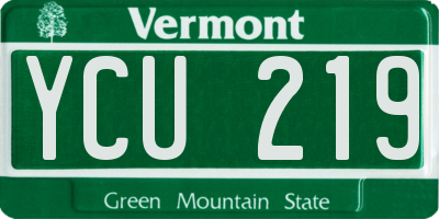 VT license plate YCU219