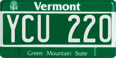 VT license plate YCU220