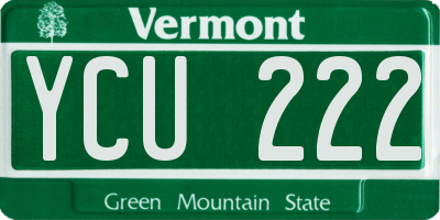 VT license plate YCU222