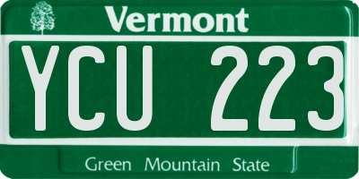 VT license plate YCU223
