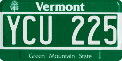 VT license plate YCU225