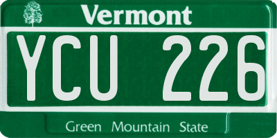 VT license plate YCU226