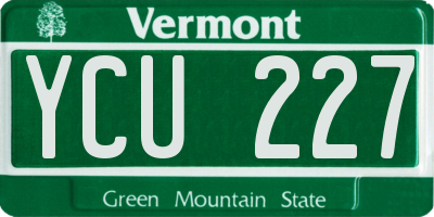 VT license plate YCU227