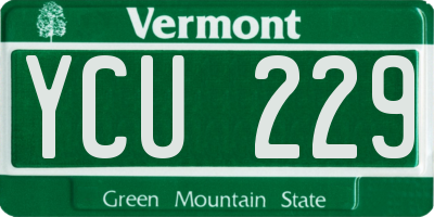 VT license plate YCU229