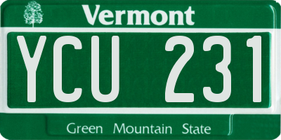 VT license plate YCU231