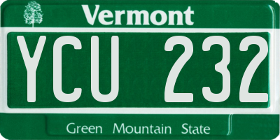 VT license plate YCU232