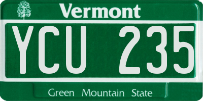 VT license plate YCU235