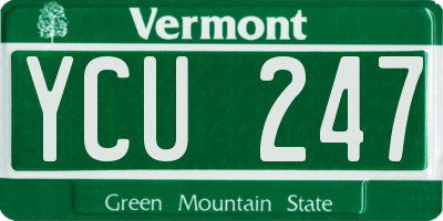 VT license plate YCU247