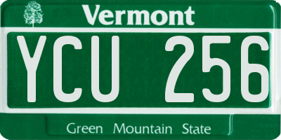 VT license plate YCU256