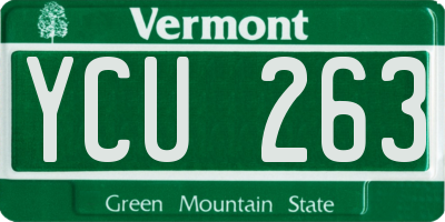 VT license plate YCU263