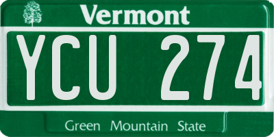 VT license plate YCU274