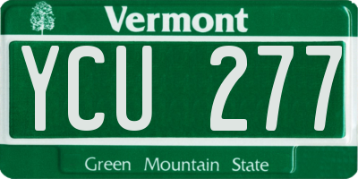 VT license plate YCU277