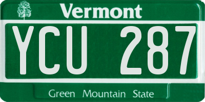 VT license plate YCU287