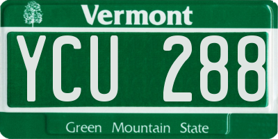 VT license plate YCU288