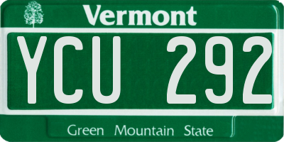 VT license plate YCU292
