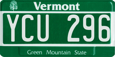 VT license plate YCU296