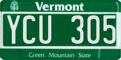 VT license plate YCU305
