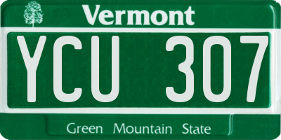 VT license plate YCU307