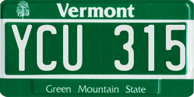 VT license plate YCU315