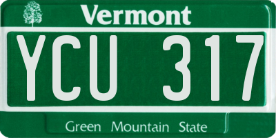 VT license plate YCU317