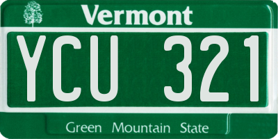 VT license plate YCU321