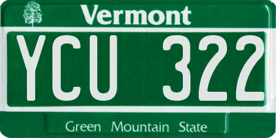 VT license plate YCU322