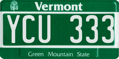 VT license plate YCU333