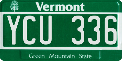 VT license plate YCU336