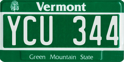VT license plate YCU344