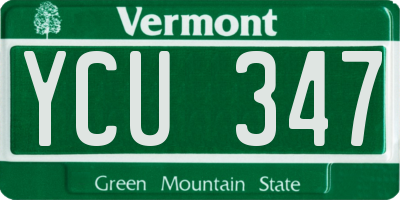 VT license plate YCU347