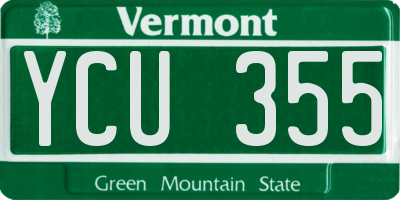 VT license plate YCU355