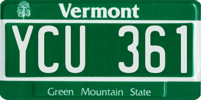 VT license plate YCU361