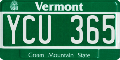 VT license plate YCU365