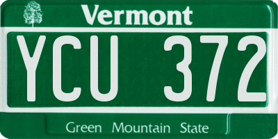 VT license plate YCU372