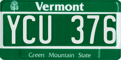 VT license plate YCU376